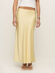 Reformation Petites Layla Satin Skirt - Blonde