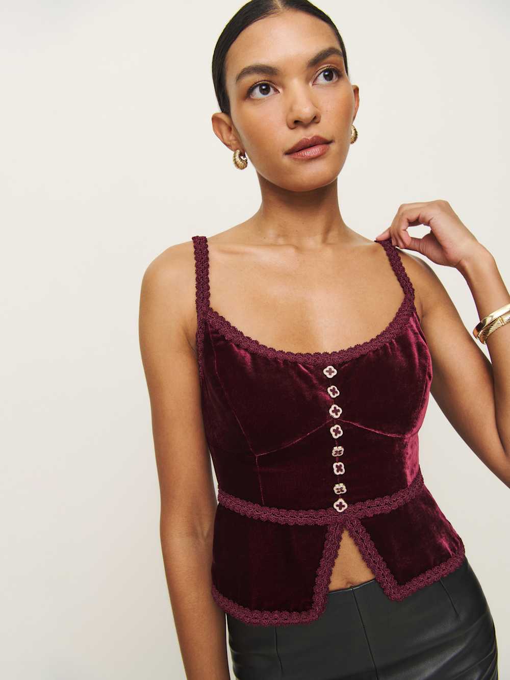 Reformation Minna Velvet Top - Chianti