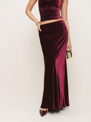 Reformation Bella Velvet Skirt - Chianti