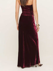 Reformation Bella Velvet Skirt - Chianti