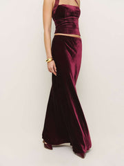 Reformation Bella Velvet Skirt - Chianti