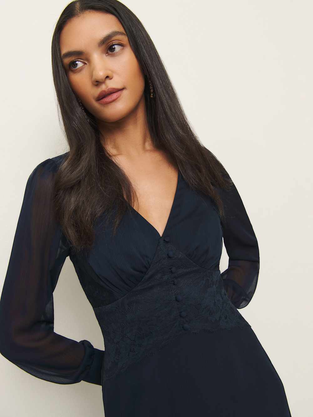 Reformation Morganna Dress - Navy