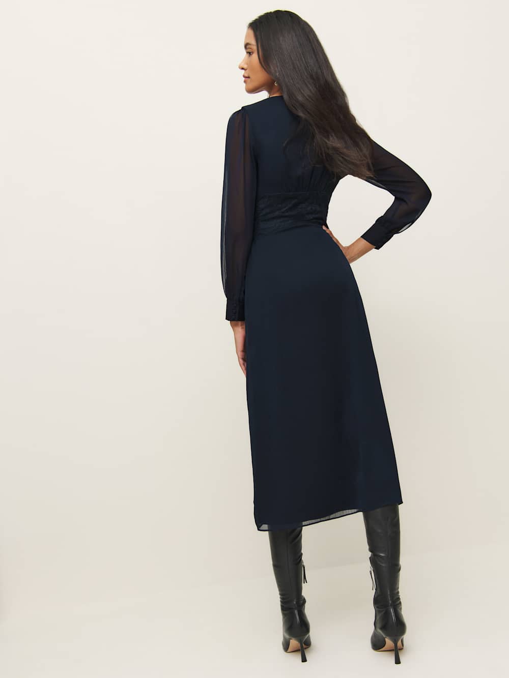 Reformation Morganna Dress - Navy
