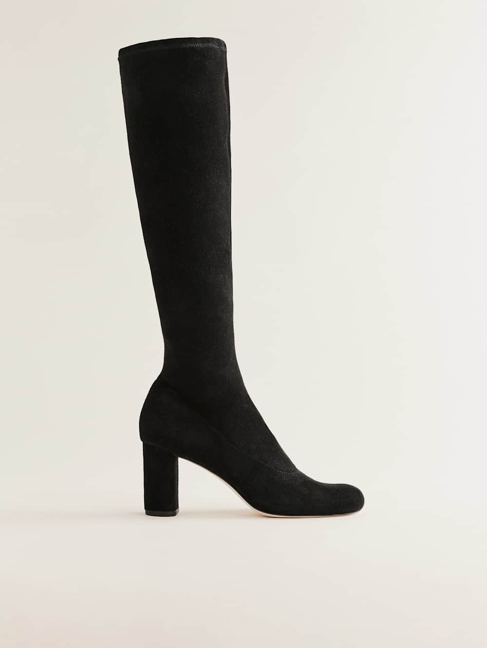Reformation Belinda Knee High Boot - Black Stretch Suede
