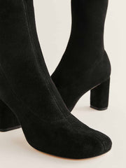 Reformation Belinda Knee High Boot - Black Stretch Suede