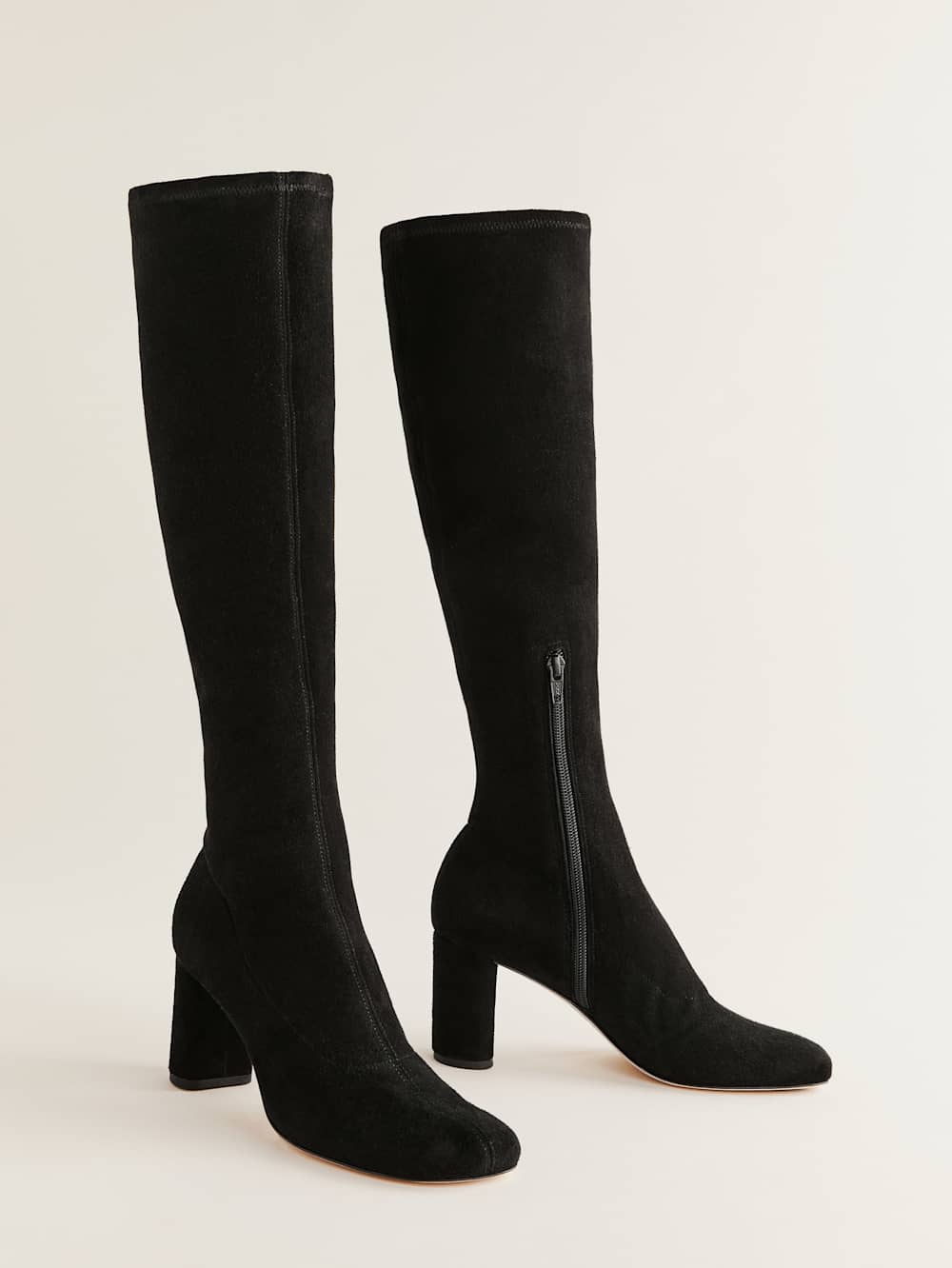 Reformation Belinda Knee High Boot - Black Stretch Suede