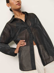 Reformation Eli Oversized Sheer Shirt - Sheer Black