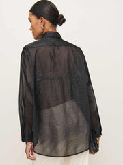 Reformation Eli Oversized Sheer Shirt - Sheer Black