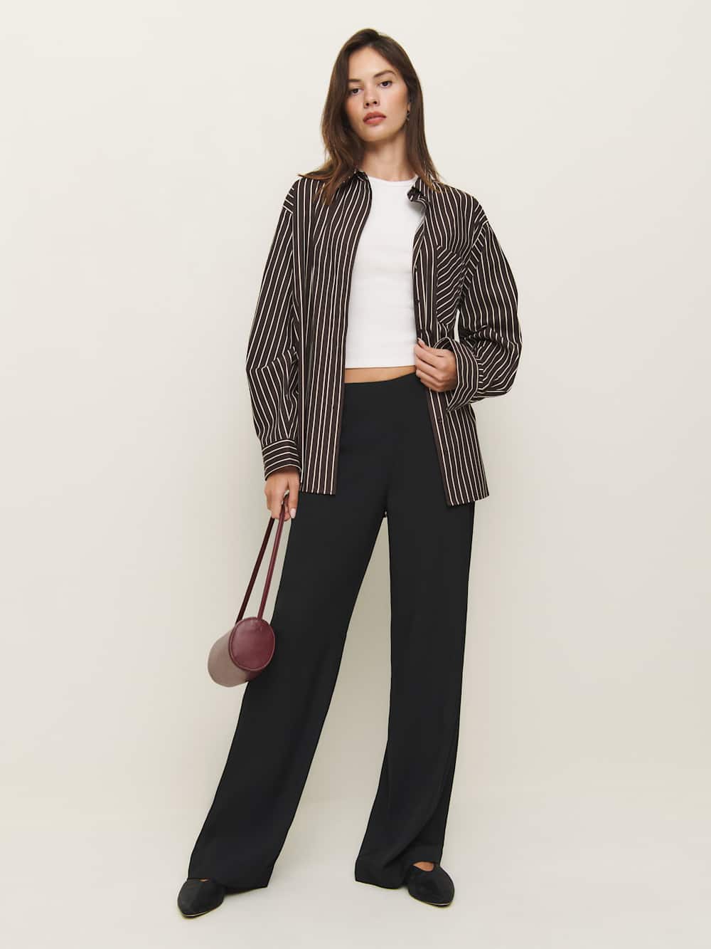 Reformation Hallie Mid Rise Pant - Black