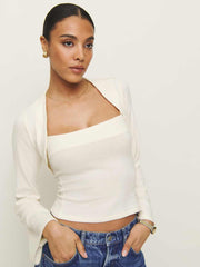 Reformation Chloe Knit Shrug Set - Fior Di Latte
