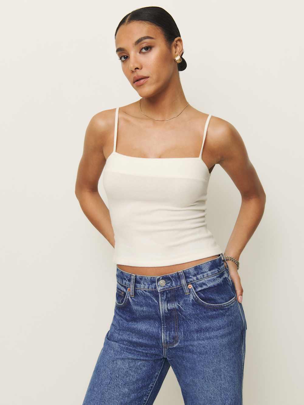 Reformation Chloe Knit Shrug Set - Fior Di Latte