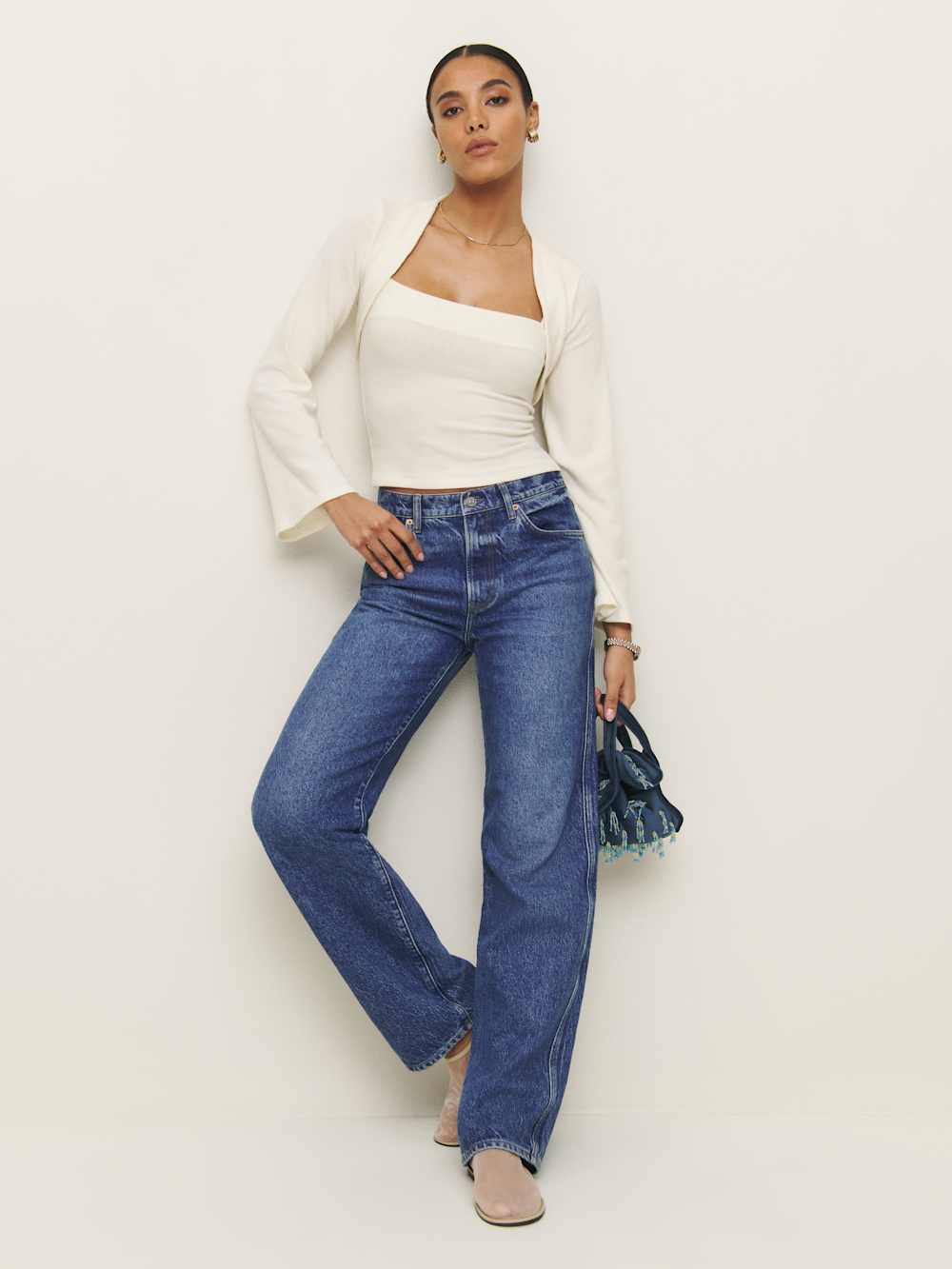 Reformation Chloe Knit Shrug Set - Fior Di Latte