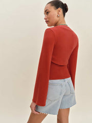 Reformation Chloe Knit Shrug Set - Sundried Tomato