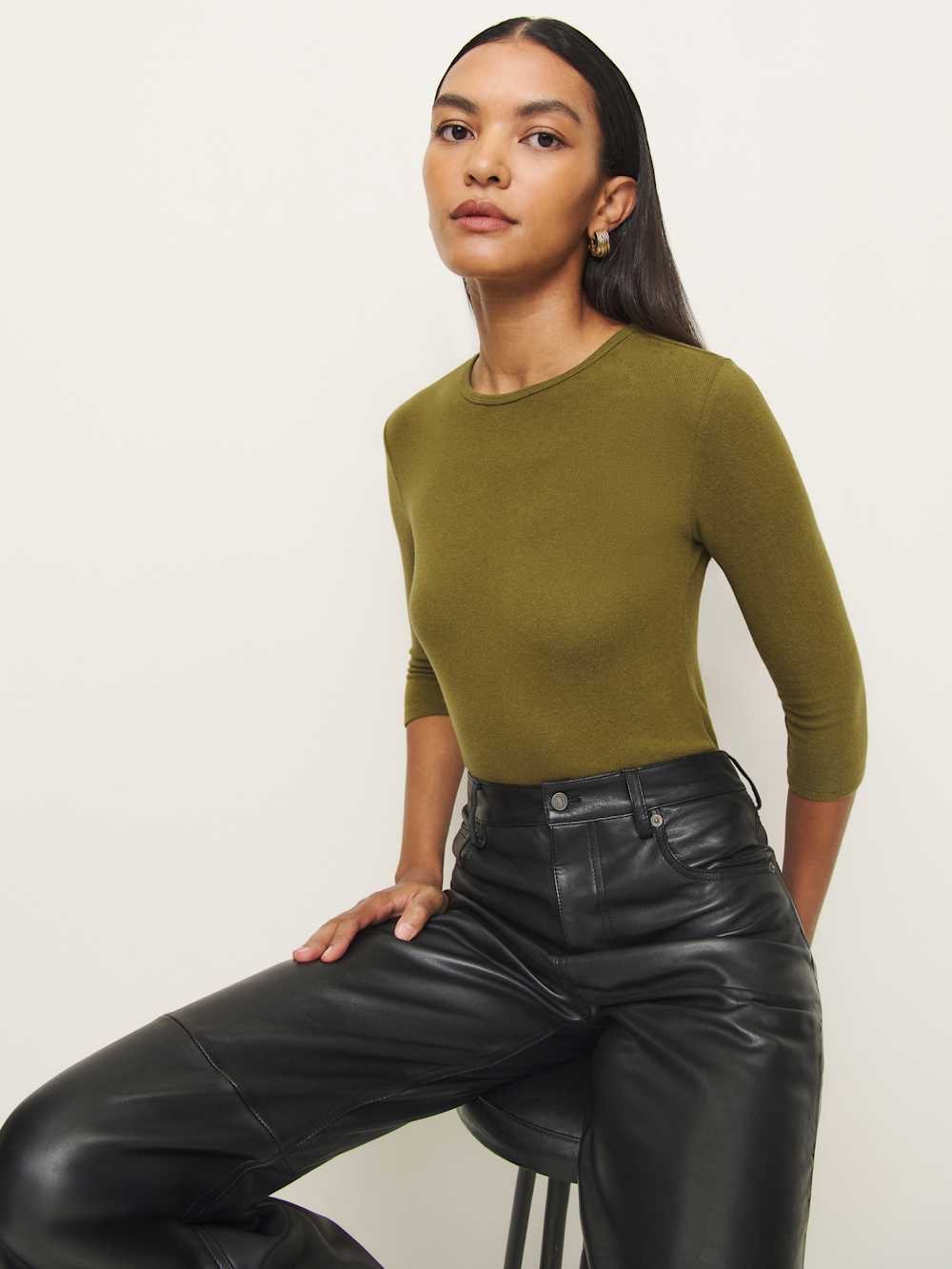 Reformation Hazel Knit Top - Pear