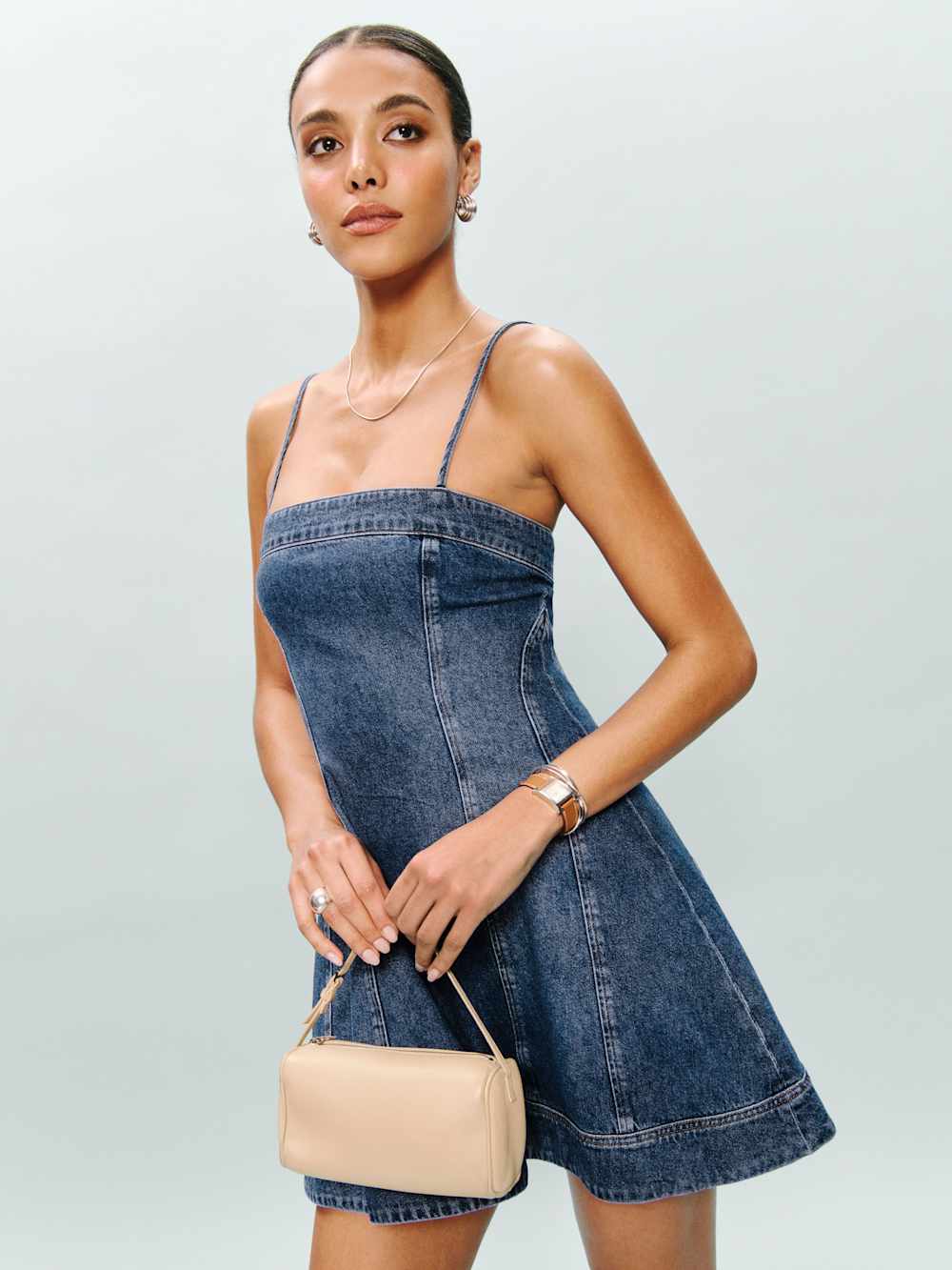 Reformation Elma Denim Mini Dress - Monterey