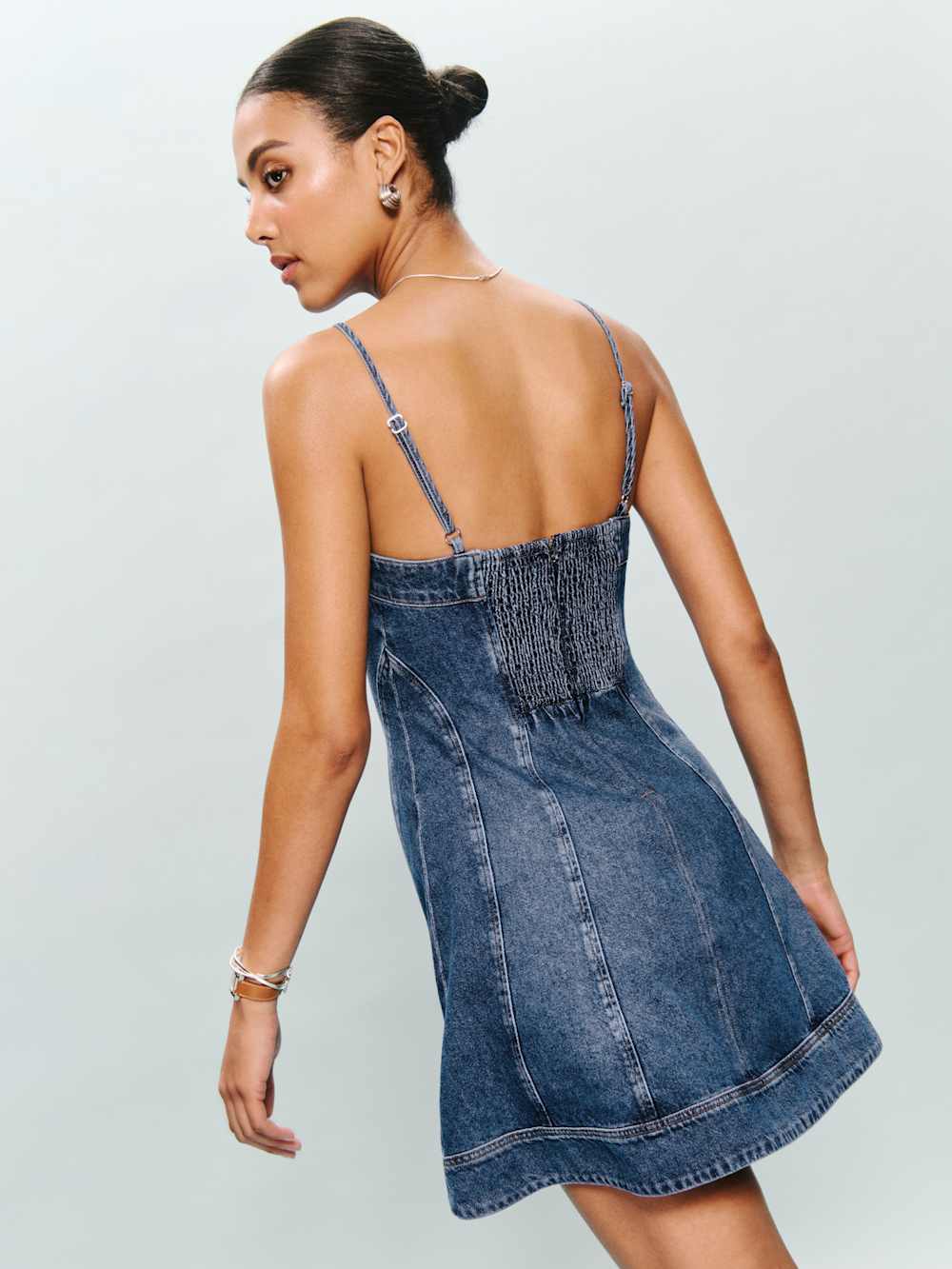 Reformation Elma Denim Mini Dress - Monterey