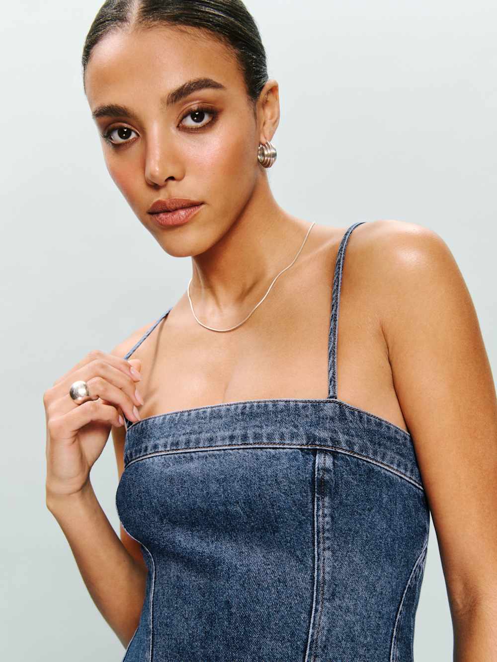 Reformation Elma Denim Mini Dress - Monterey