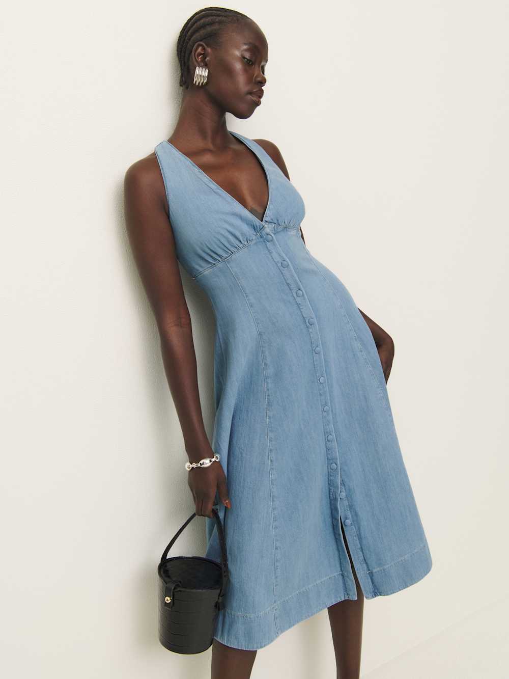 Reformation Sebastien Denim Midi Dress - Savannah