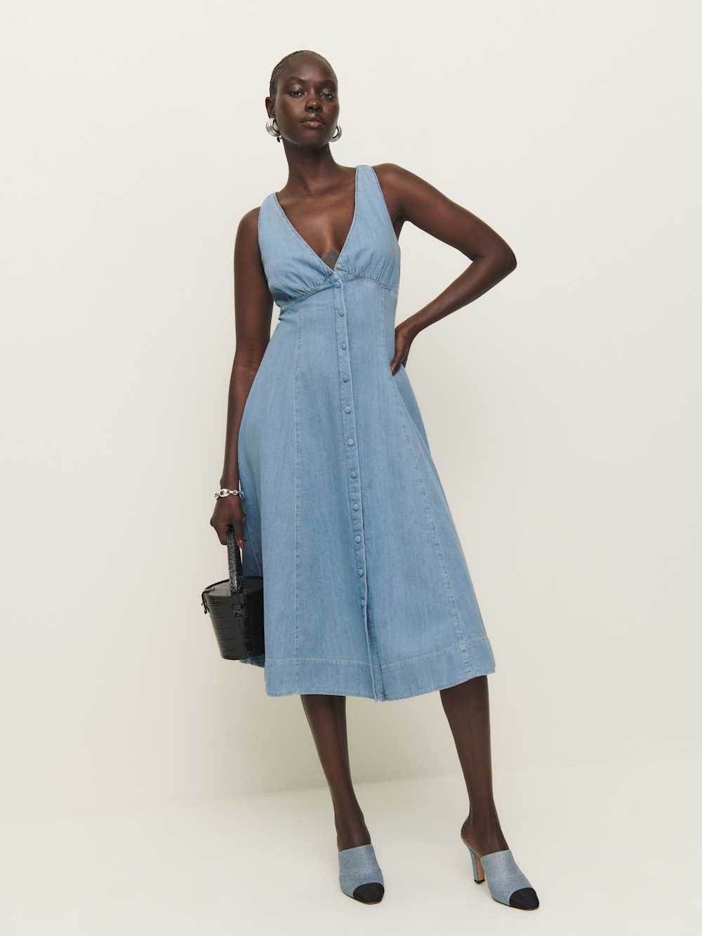 Reformation Sebastien Denim Midi Dress - Savannah