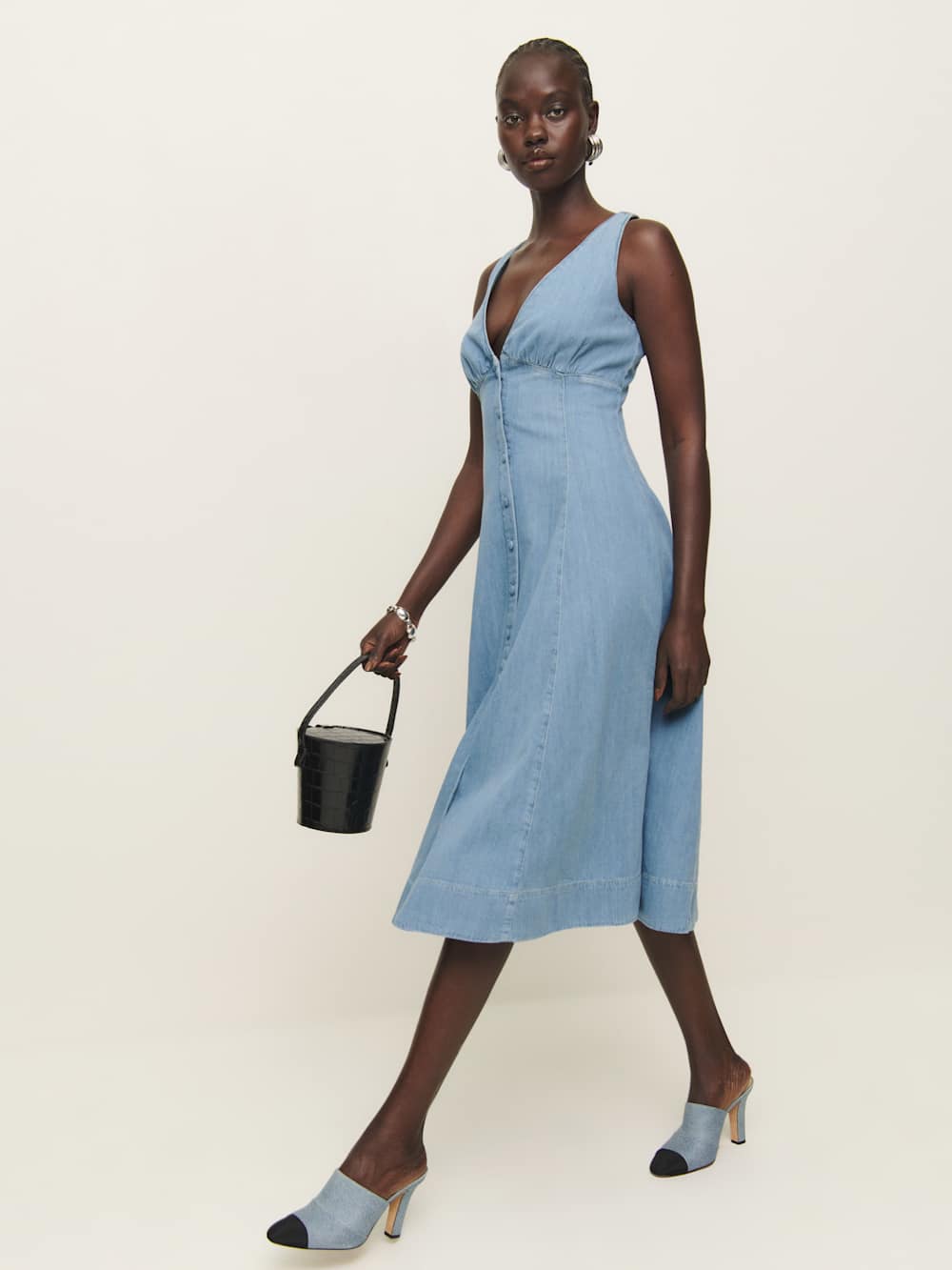 Reformation Sebastien Denim Midi Dress - Savannah
