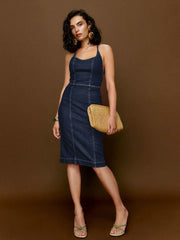 Reformation Crosley Denim Midi Dress - Reservoir