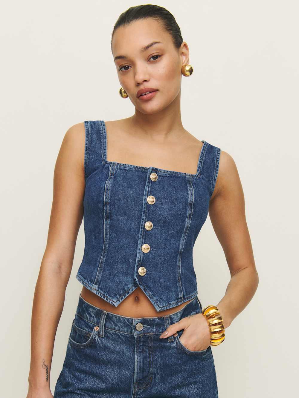 Reformation Bo Denim Top - Keila