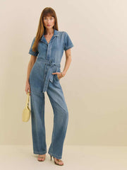 Reformation Graham Lived-in Denim Jumpsuit - Sharpe