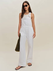 Reformation Arlo Denim Overalls - Optic White