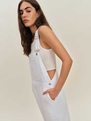 Reformation Arlo Denim Overalls - Optic White