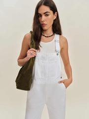Reformation Arlo Denim Overalls - Optic White