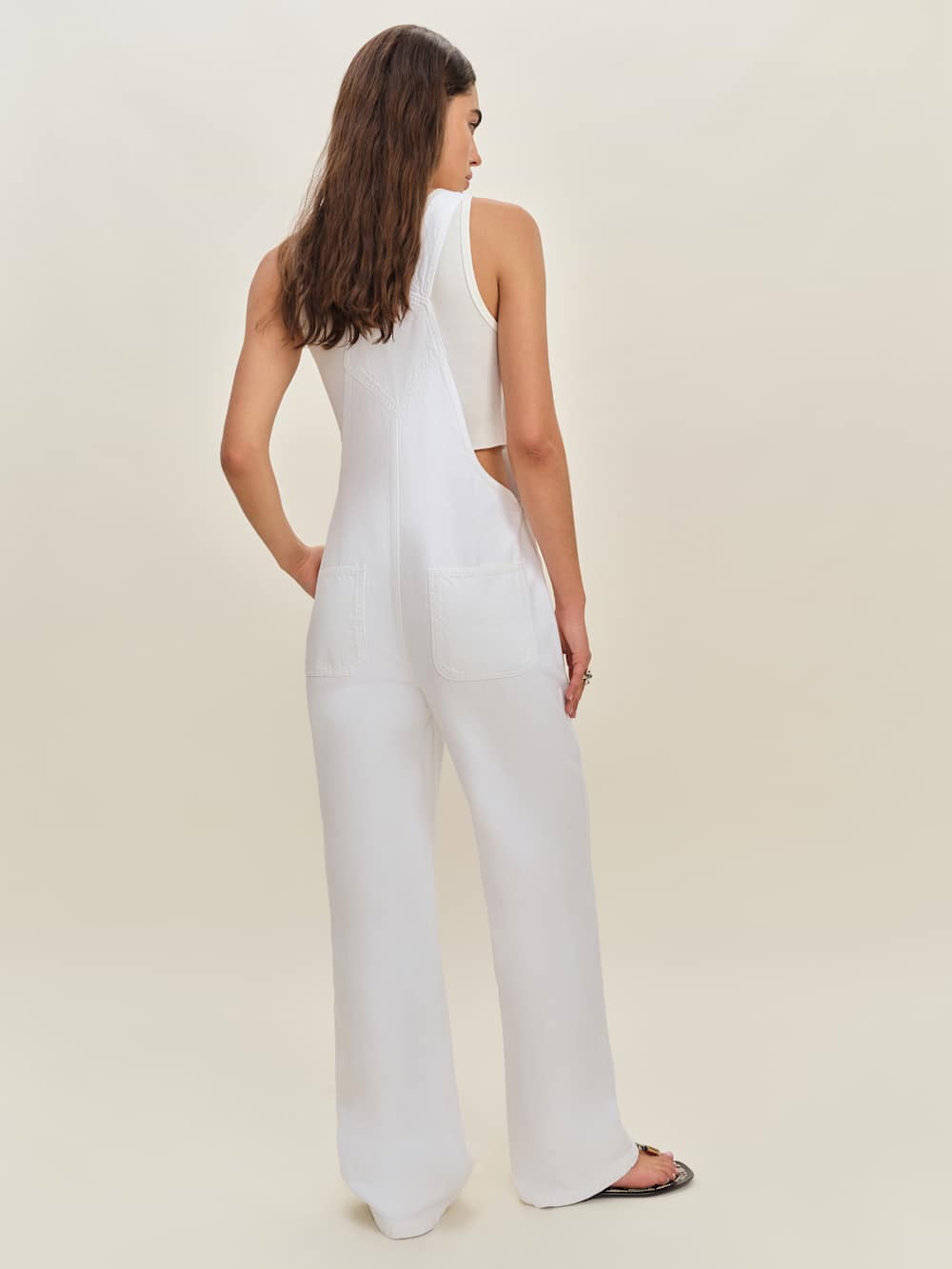 Reformation Arlo Denim Overalls - Optic White