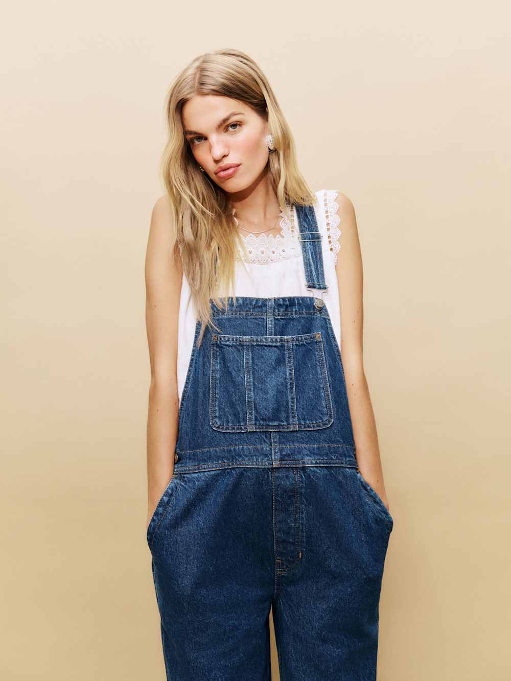 Reformation Arlo Denim Overalls - Cleary