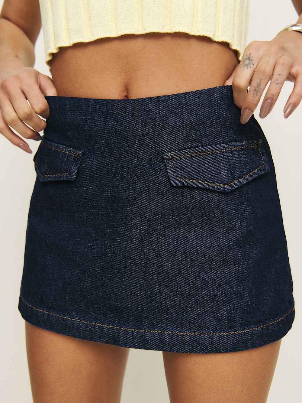 Reformation Imogen High Rise Denim Skort - Marion