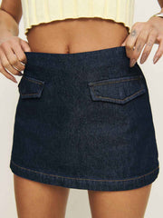 Reformation Imogen High Rise Denim Skort - Marion