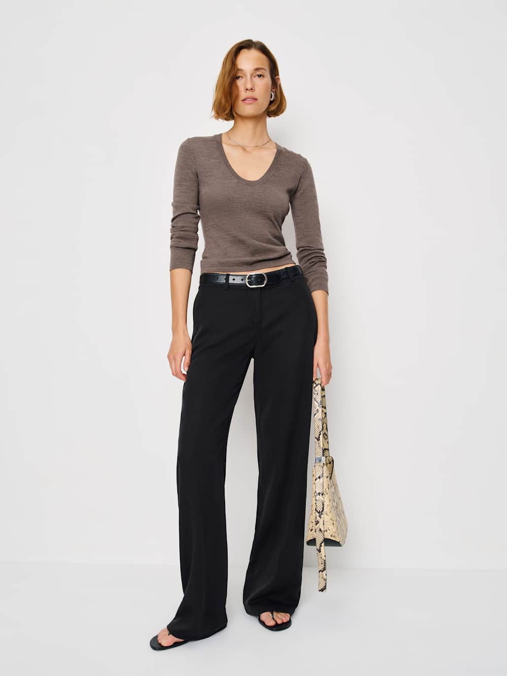Reformation Benji Regenerative Merino Scoop Neck - Cocoa