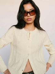 Reformation Hannah Crew Cardigan - Lemon Icing