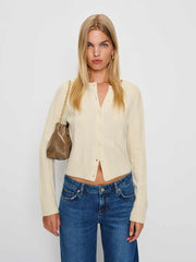 Reformation Hannah Crew Cardigan - Lemon Icing