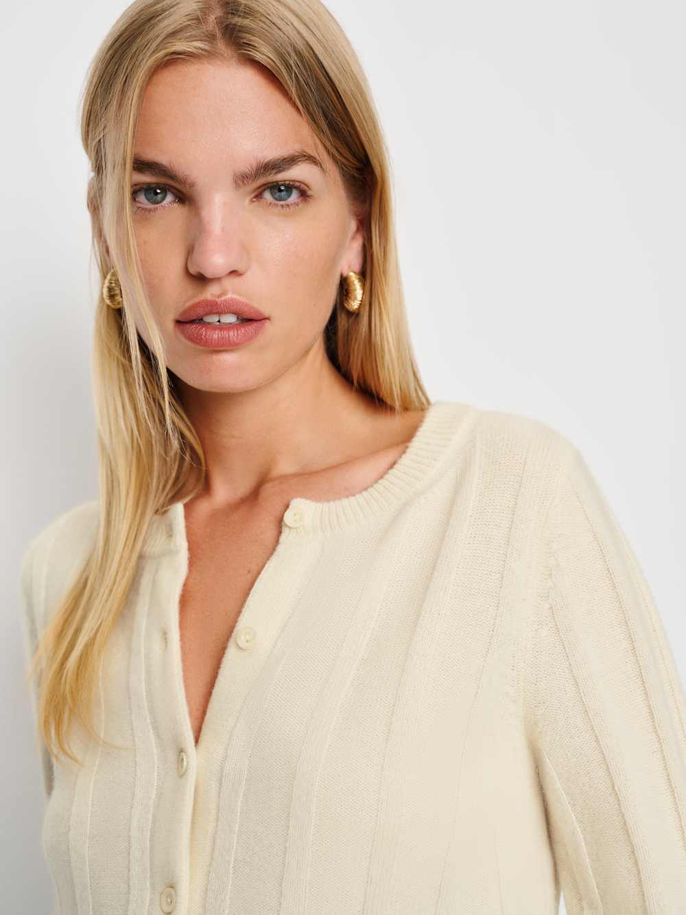 Reformation Hannah Crew Cardigan - Lemon Icing