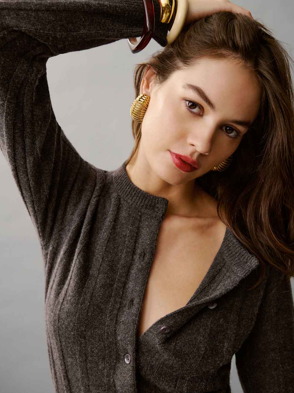 Reformation Hannah Crew Cardigan - Espresso