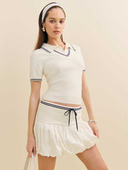 Reformation William Cotton Sweater Set - Fior Di Latte Navy