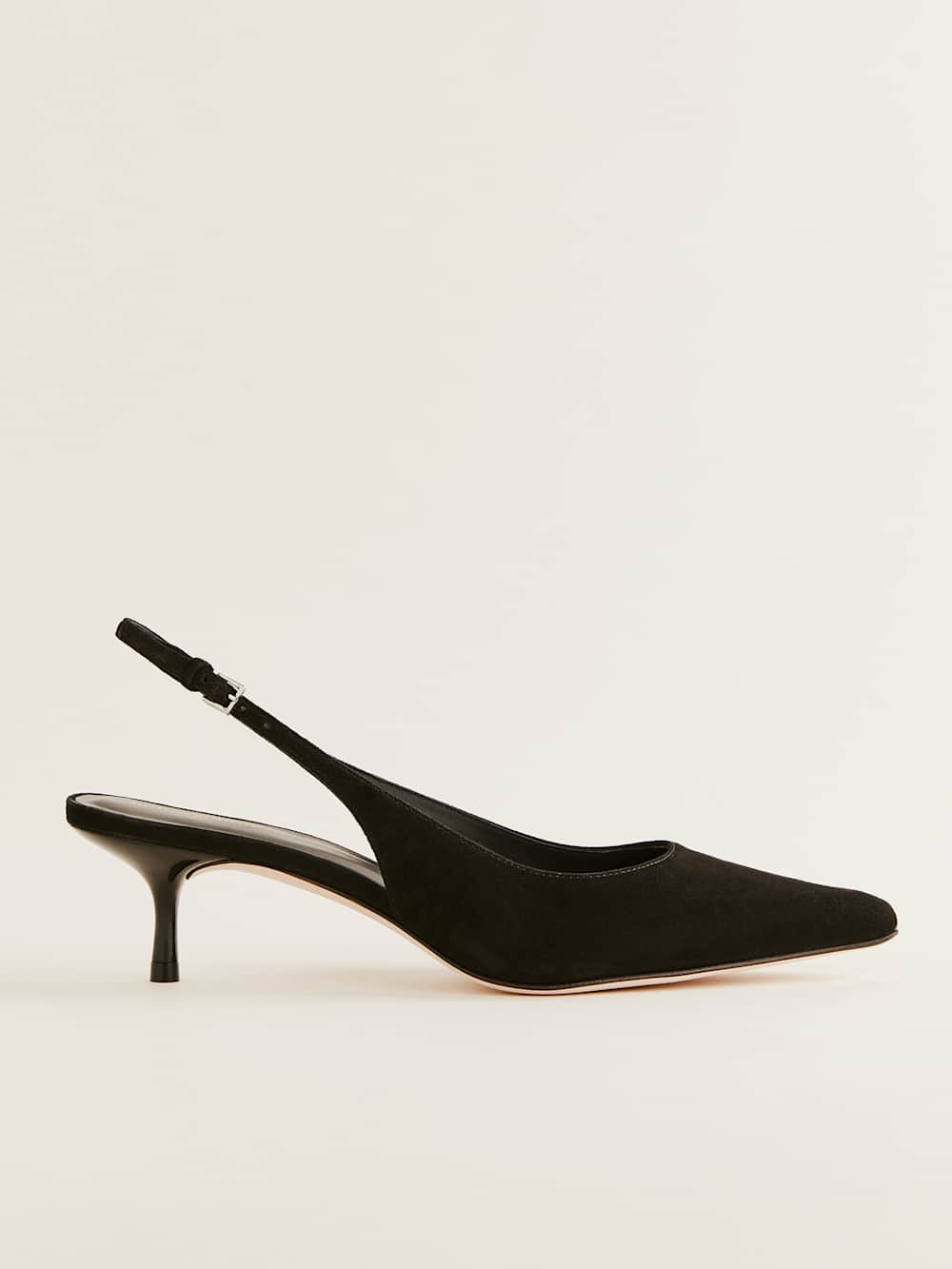Reformation Wrenley Heeled Slingback - Black Suede