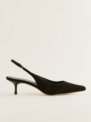 Reformation Wrenley Heeled Slingback - Black Suede