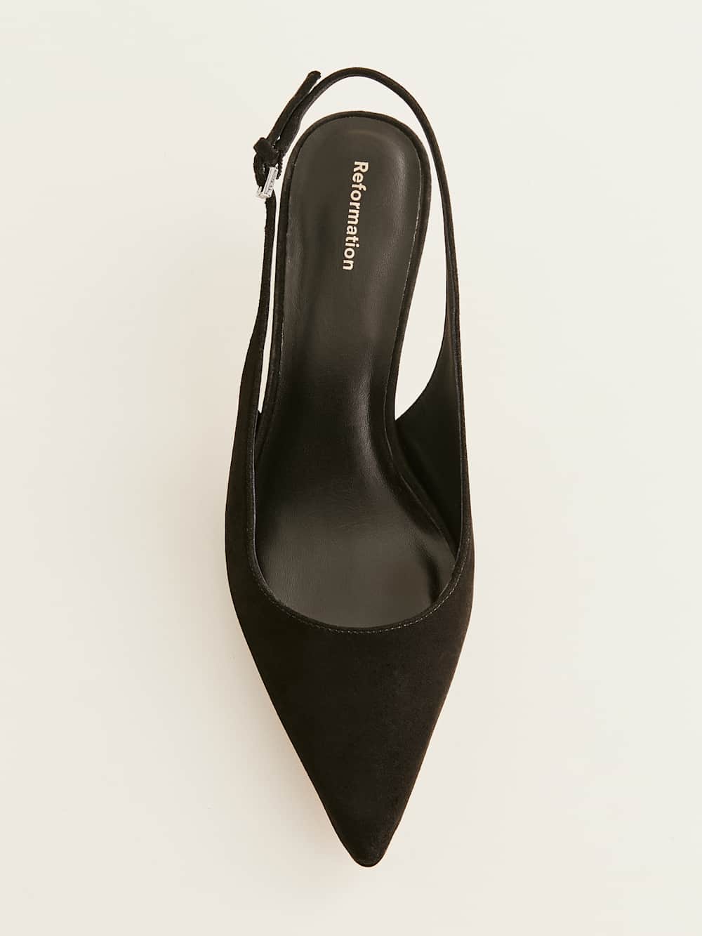 Reformation Wrenley Heeled Slingback - Black Suede