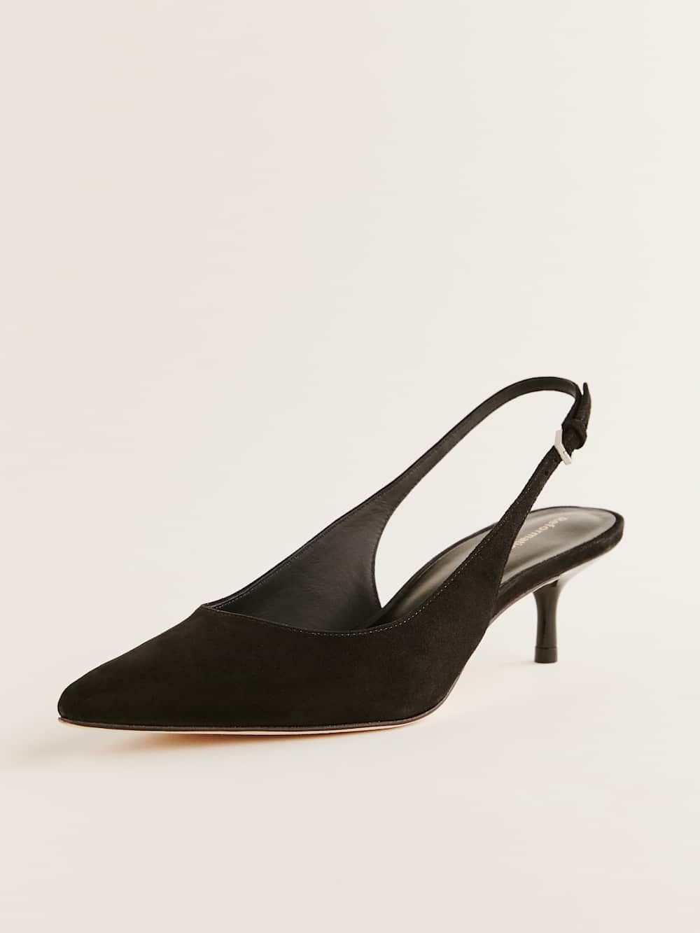 Reformation Wrenley Heeled Slingback - Black Suede