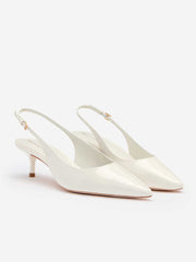 Reformation Wrenley Heeled Slingback - White Patent