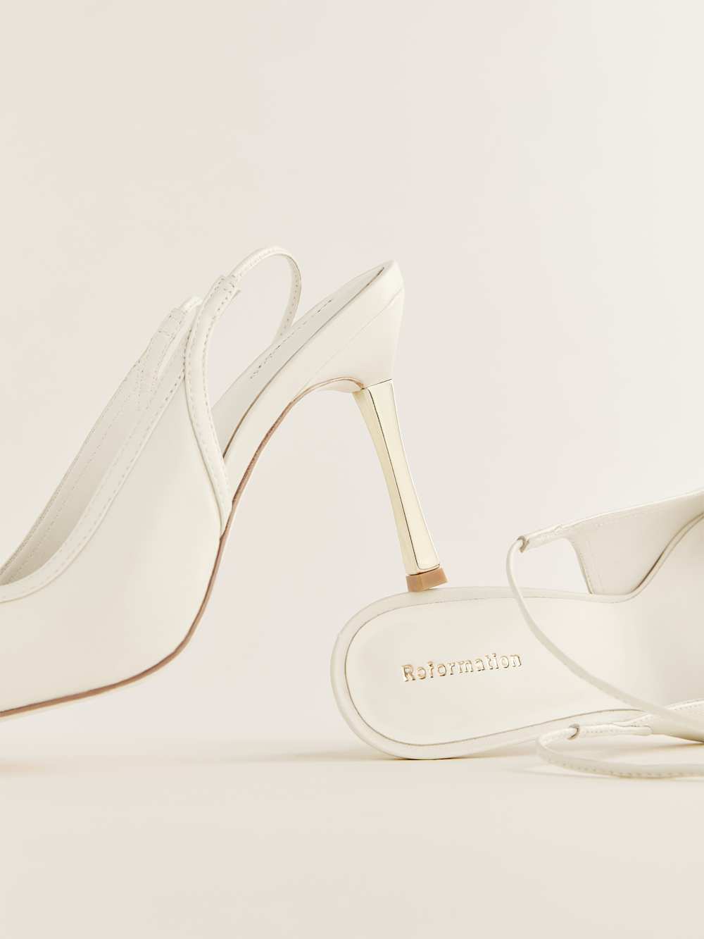 Reformation Paris Heeled Pump - Almond Leather