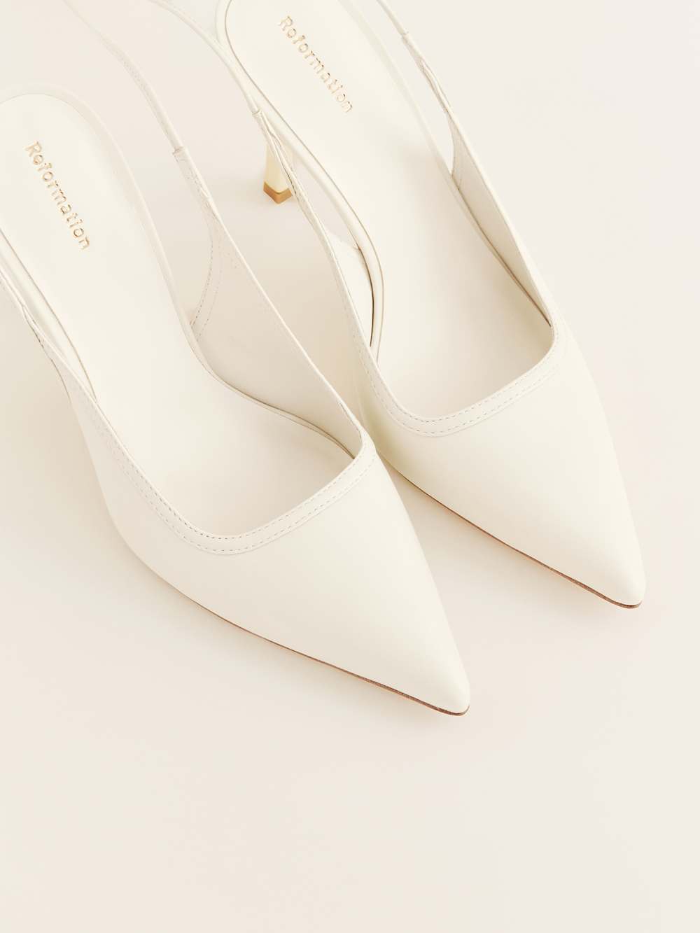 Reformation Paris Heeled Pump - Almond Leather