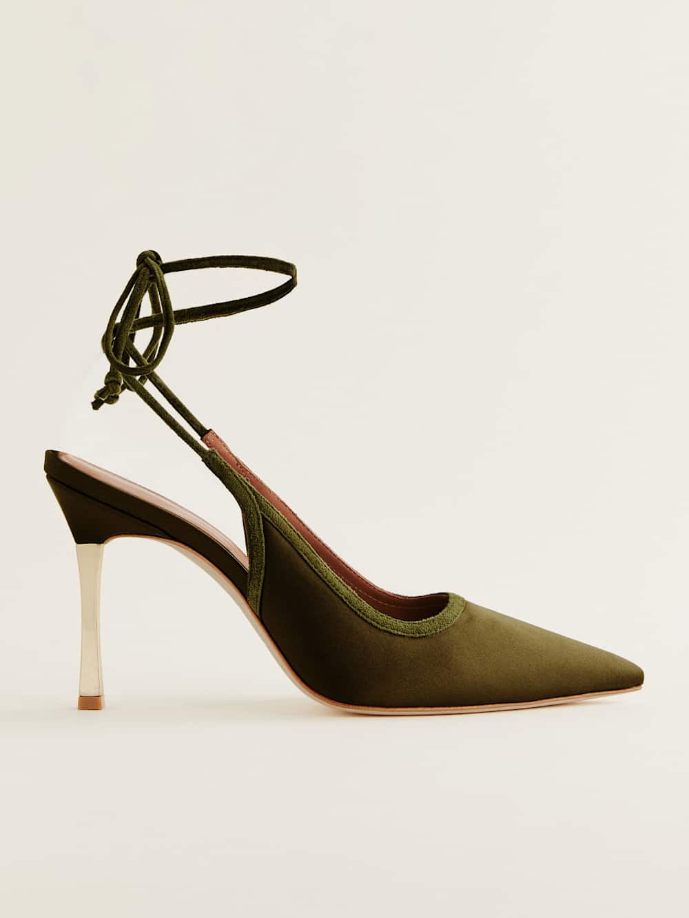 Reformation Paris Heeled Pump - Pickle Satin