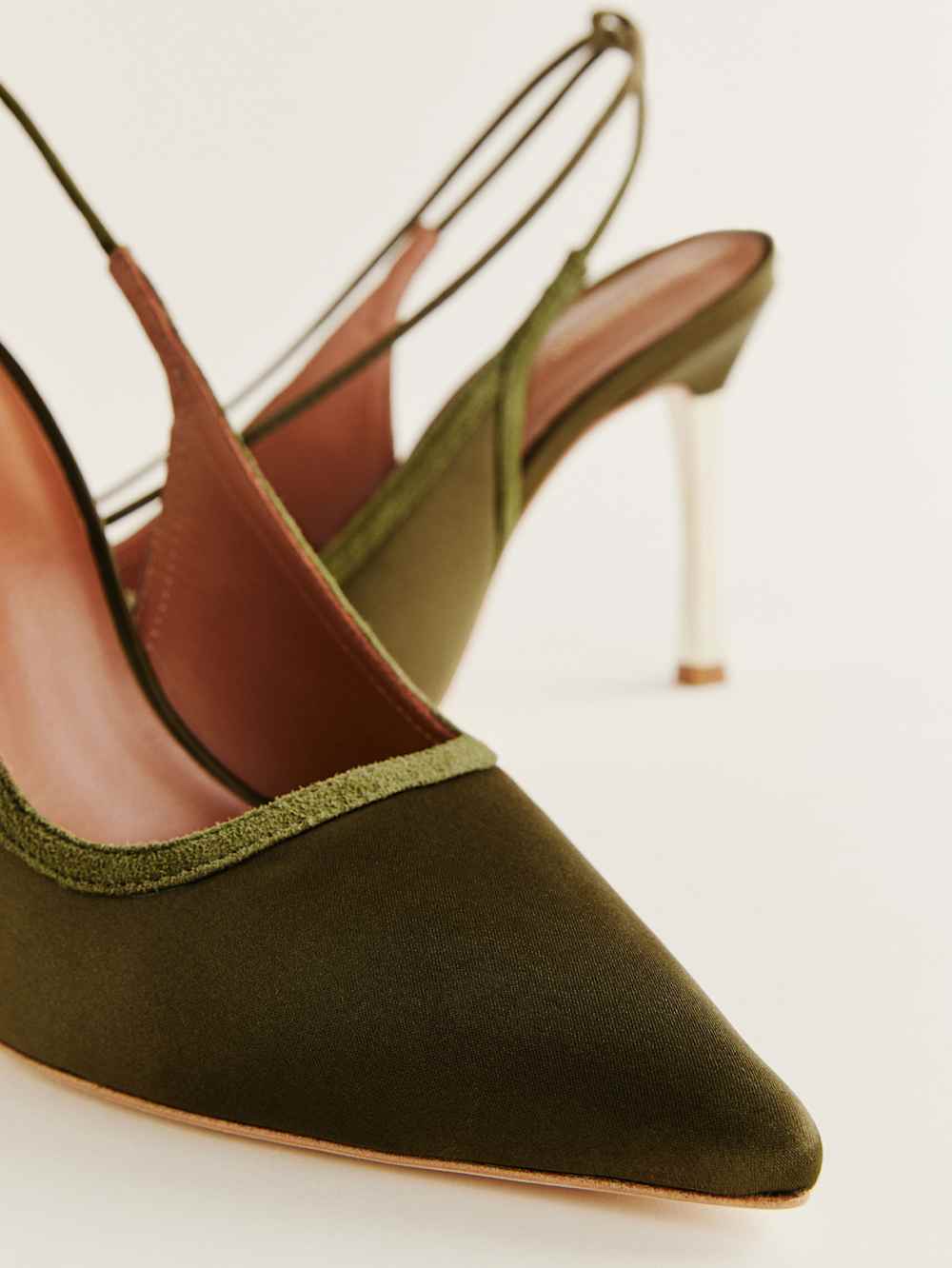 Reformation Paris Heeled Pump - Pickle Satin