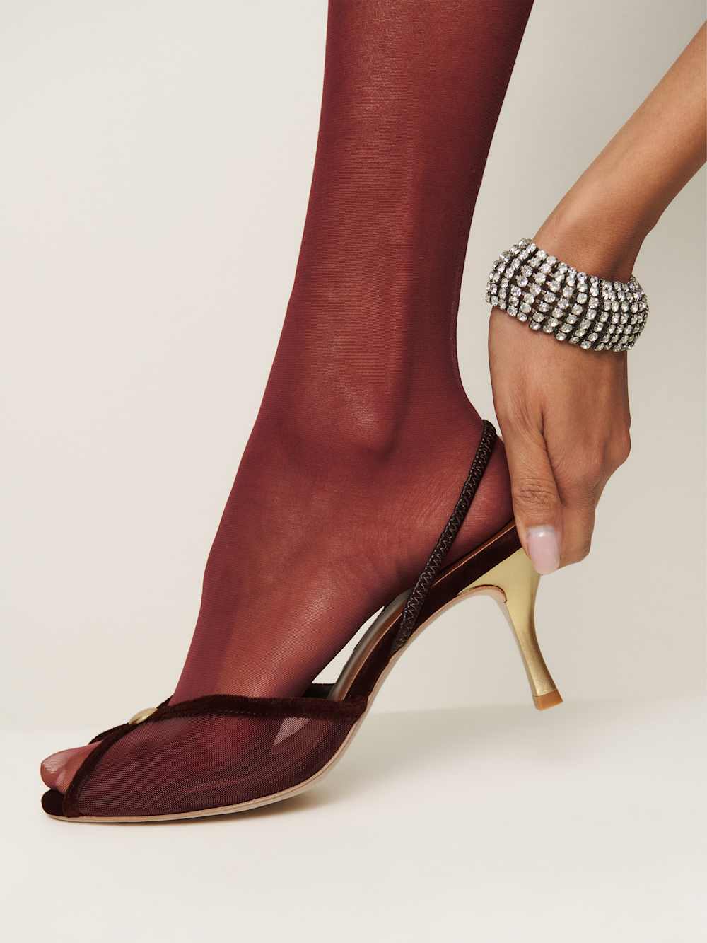 Reformation Paula Heeled Sandal - Dark Cherry Mesh